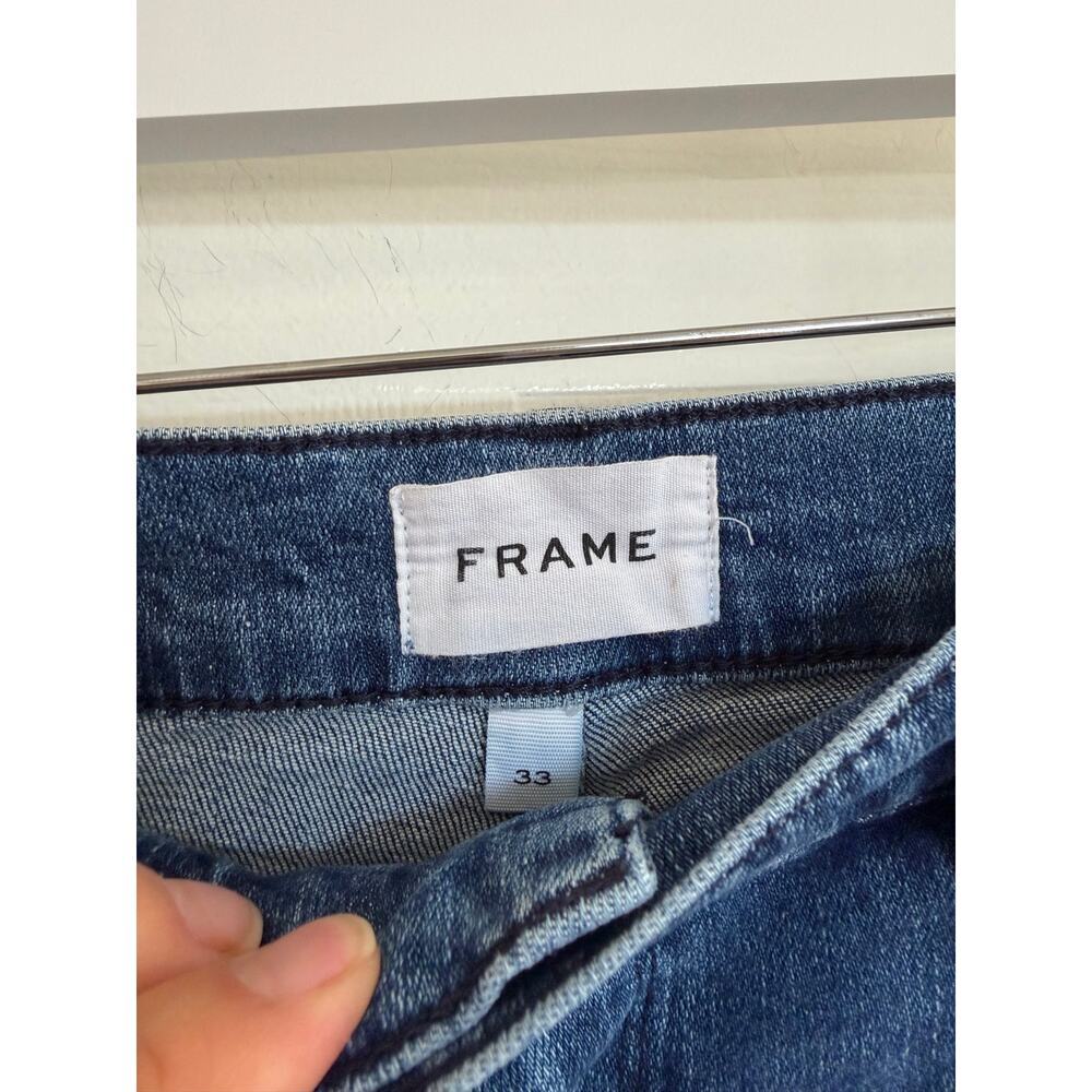 FRAME Le Slim Palazzo Jeans in 'Canals Raw' wash Size 33 — High Rise Wide Leg - Picture 4 of 7